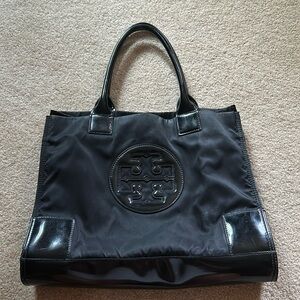 Tory Burch Black Nylon & Patent Leather Trim Ella Tote…..preowned